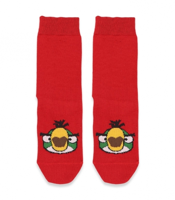 جوراب نیم ساق بچگانه نانو پاآرا کد 703 طرح Angry Birds قرمز