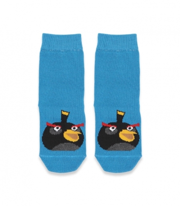 جوراب نیم ساق بچگانه نانو پاآرا کد 703 طرح Angry Birds آبی