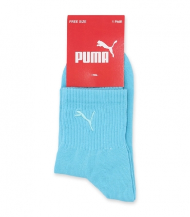 جوراب نیم ساق کش انگلیسی گلدوزی طرح Puma آبی