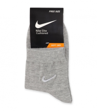 جوراب نیم ساق گلدوزی طرح Nike خاکستری سفید