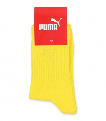 جوراب ساقدار کش انگلیسی گلدوزی طرح Puma زرد