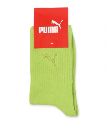 جوراب ساقدار کش انگلیسی گلدوزی طرح Puma سبز روشن