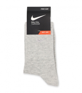 جوراب ساقدار کش انگلیسی گلدوزی طرح Nike خاکستری سفید