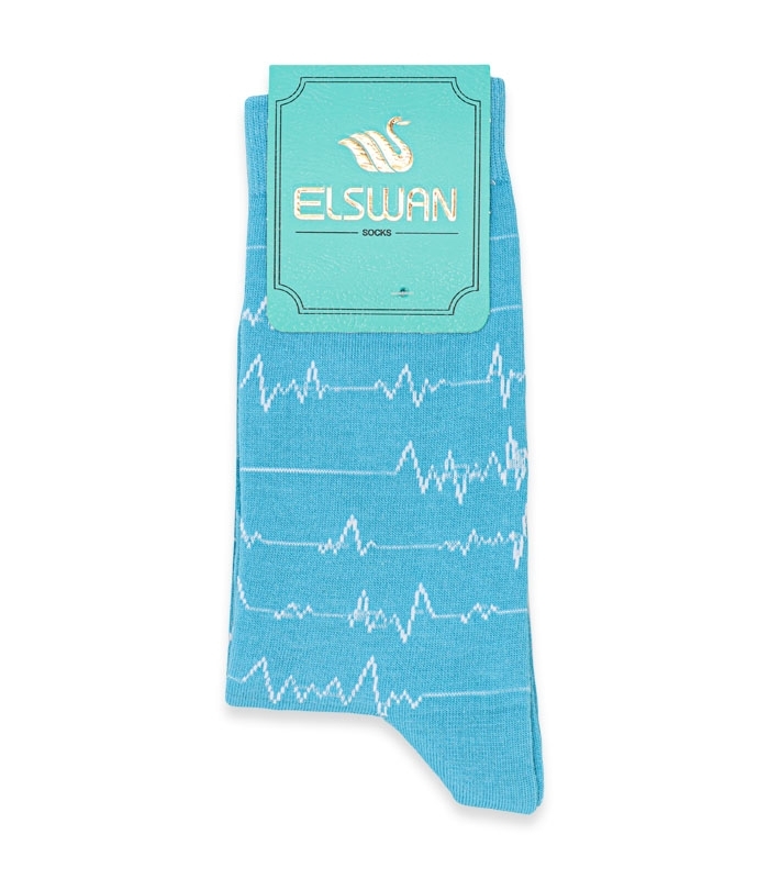 جوراب ساقدار لنگه به لنگه Elswan السوان طرح پزشکی آبی روشن