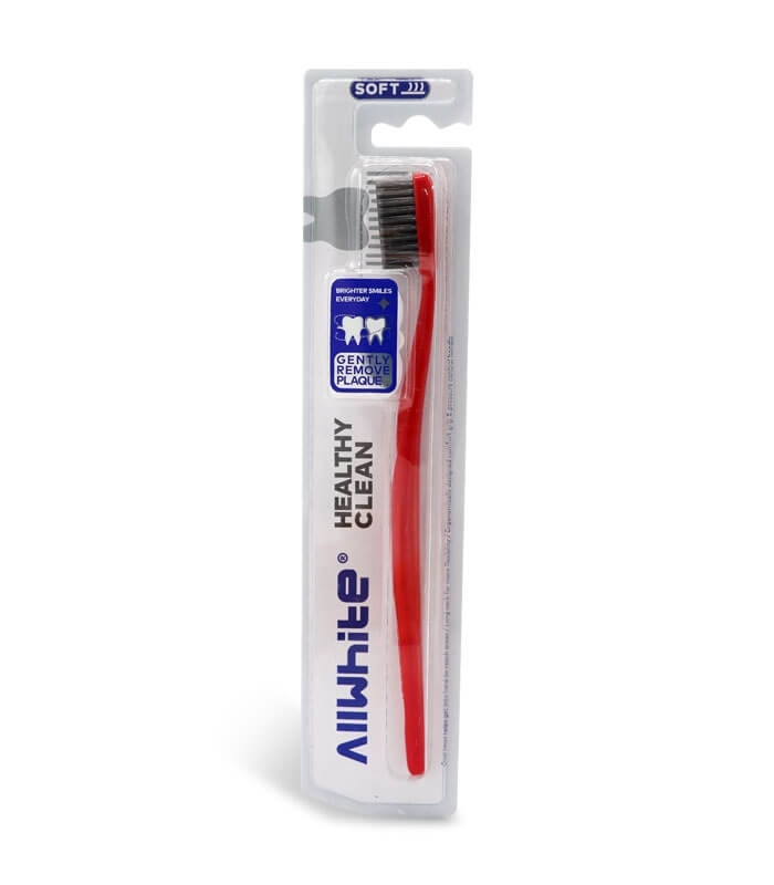 مسواک برس نرم AllWhite آل وایت مدل Healthy Clean کد 607 دارای درپوش قرمز