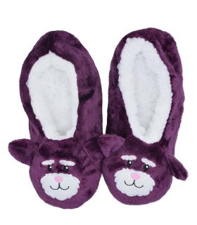 پاپوش پشمی گوشدار کف استپدار طرح پیر جنگل بادمجونی