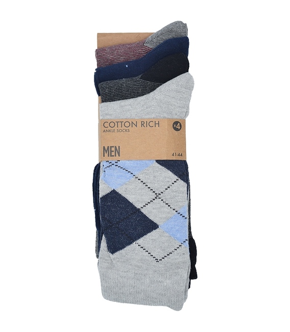 جوراب نخی ساق بلند Cotton Rich مختلف - چهار جفت