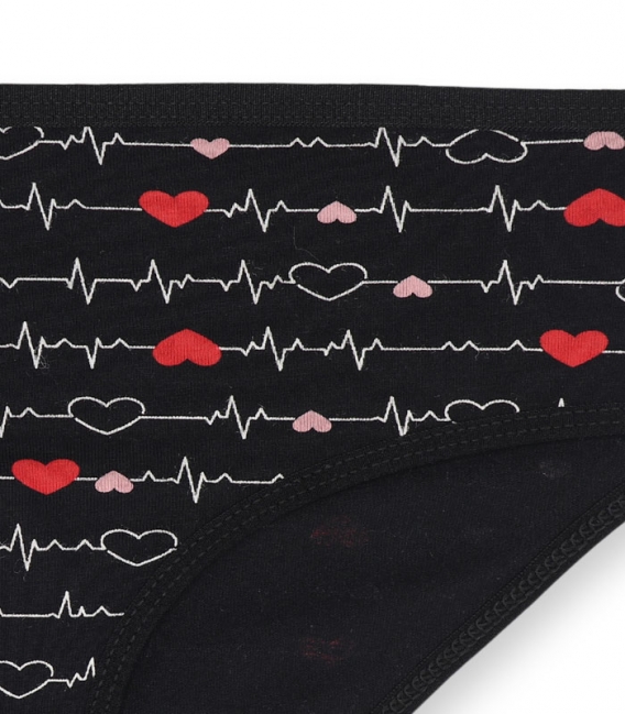 شورت زنانه اسلیپ نخی Misspel میسپل کد 446 طرح ضربان قلب مشکی