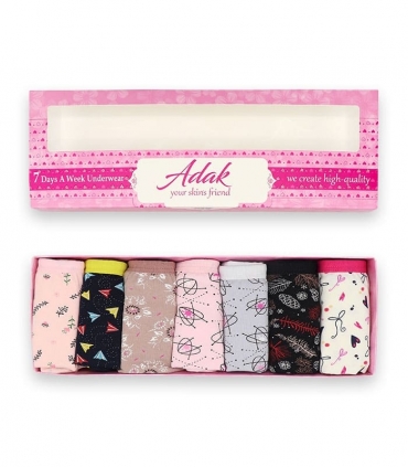 پک هفتگی شورت زنانه اسلیپ نخی Adak آداک کد 141 طرح U - بسته 7 عددی
