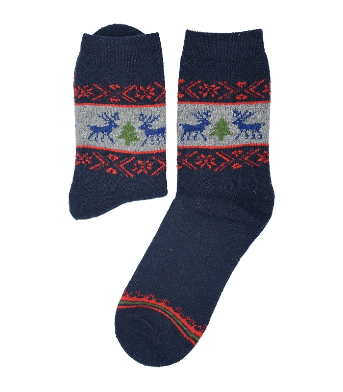 جوراب پشمی  Coco & Hana طرح گوزن و کاج سرمهای