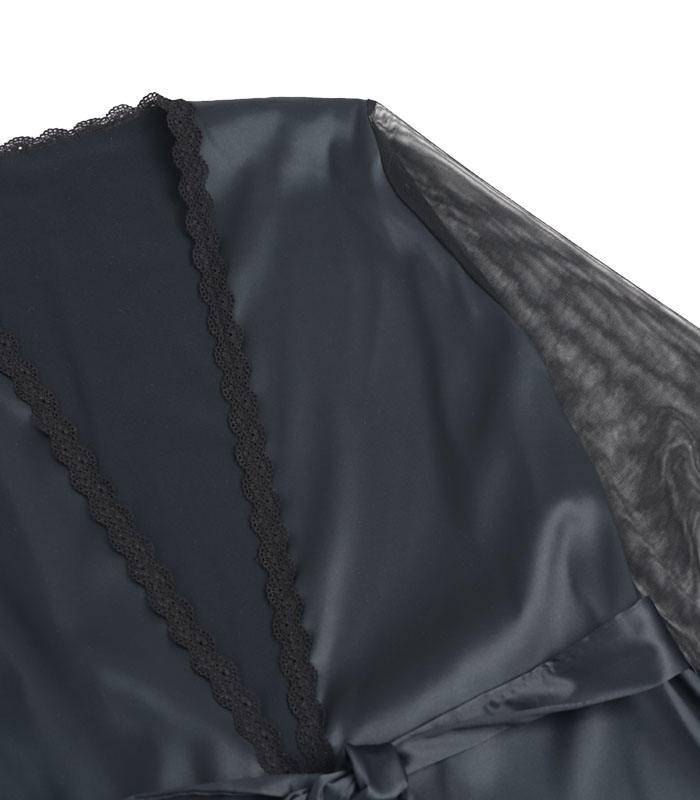 روب دو شامبر حریر و ساتن Neev نیو کد 4503 مشکی Black