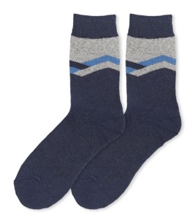 جوراب پشمی حوله‌ای Coca & Hana ساقدار طرح خطوط مورب سرمه‌ای