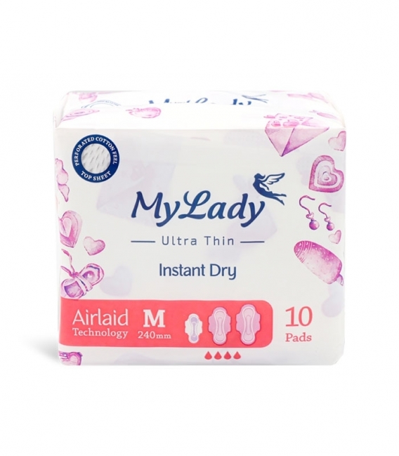 نوار بهداشتی بالدار خیلی نازک مشبک MyLady مای لیدی مدل Instant Dry متوسط - بسته 10 عددی
