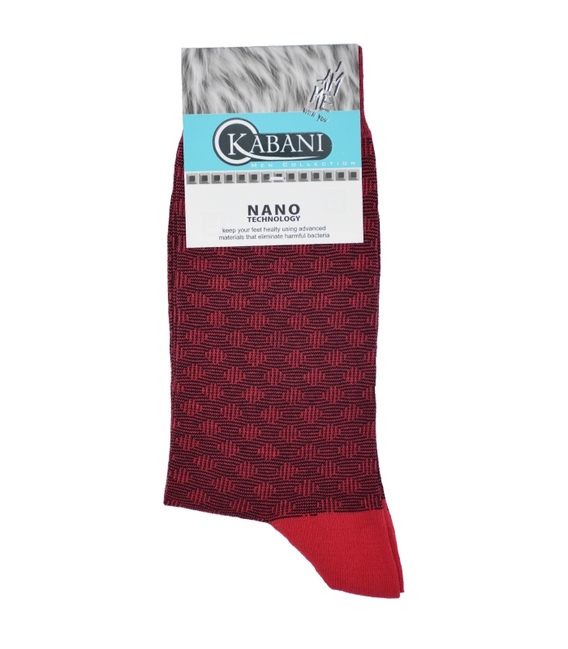 جوراب نانو ساق بلند Kabani طرح لوزی قرمز