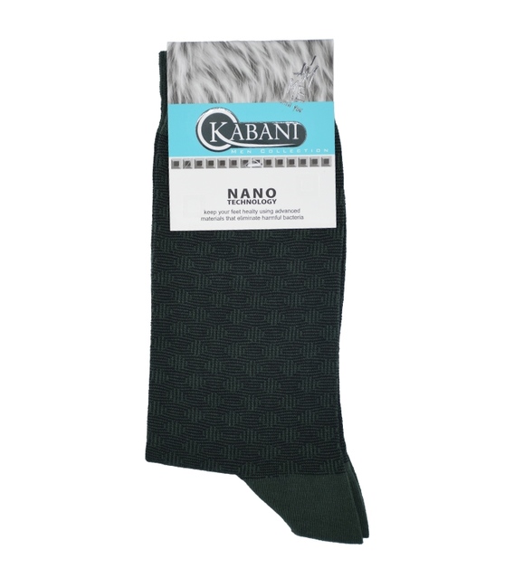 جوراب نانو ساق بلند Kabani طرح لوزی سبز لجنی