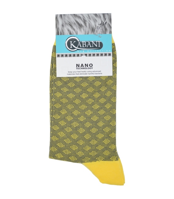 جوراب نانو ساق بلند Kabani طرح لوزی زرد