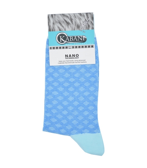 جوراب نانو ساق بلند Kabani طرح لوزی آبی آسمانی