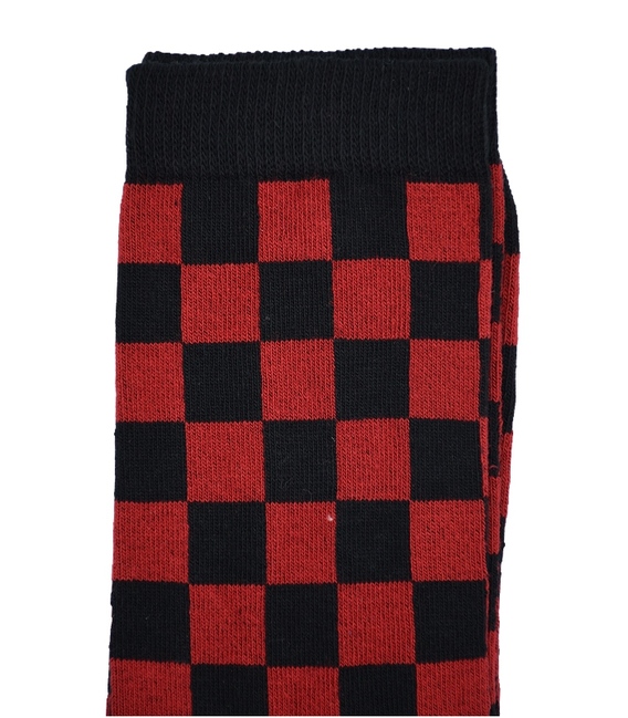 جوراب ساق بلند Chetic شطرنجی قرمز مشکی