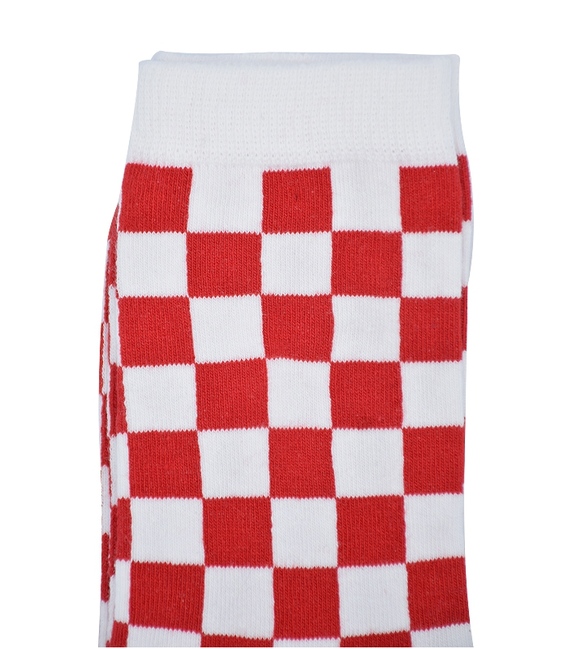 جوراب ساق بلند Chetic شطرنجی قرمز سفید