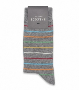 جوراب ساقدار Barcode بارکد طرح راه راه رنگی خاکستری