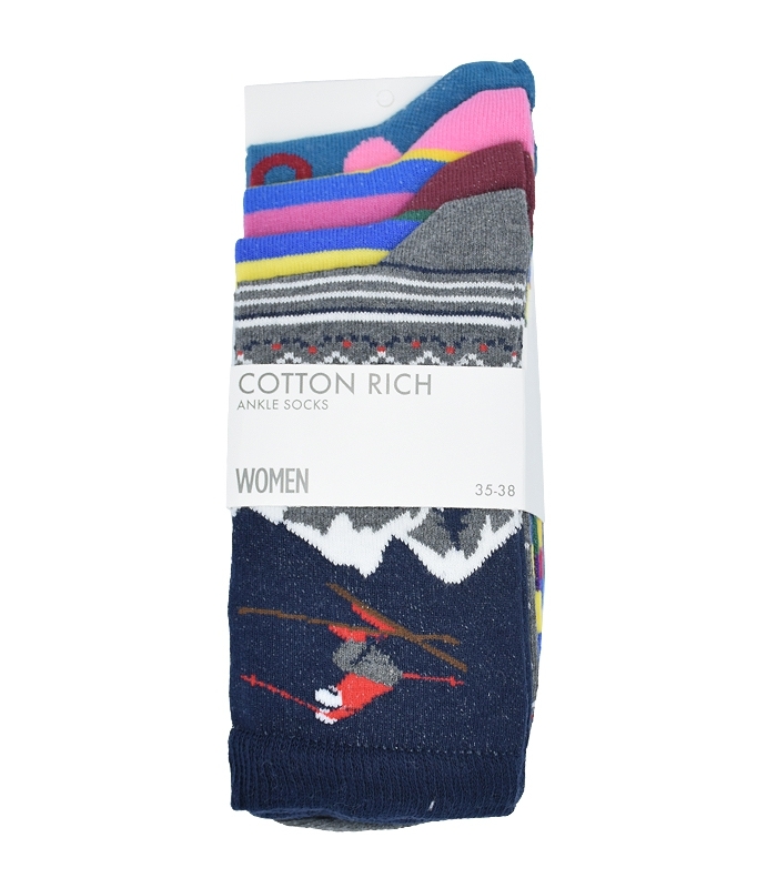 جوراب ساق بلند زنانه Çağdaş طرح اسکی - 4 جفت