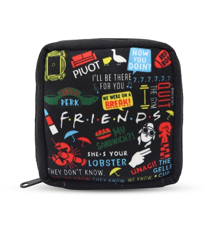 کیف نوار بهداشتی زیپ ‌دار Hippo هیپو ابعاد 13×13 طرح Friends مشکی