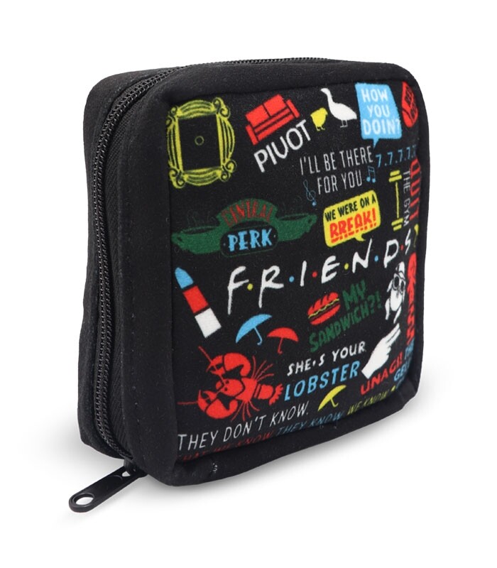 کیف نوار بهداشتی زیپ ‌دار Hippo هیپو ابعاد 13×13 طرح Friends مشکی
