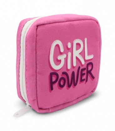 کیف نوار بهداشتی زیپ ‌دار Hippo هیپو ابعاد 13×13 طرح Girl Power صورتی