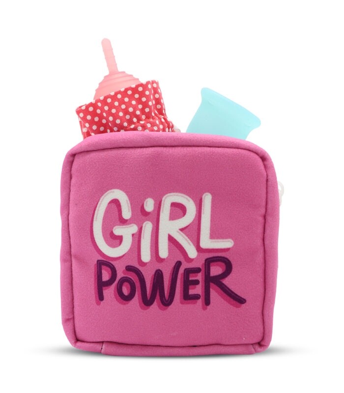 کیف نوار بهداشتی زیپ ‌دار Hippo هیپو ابعاد 13×13 طرح Girl Power صورتی