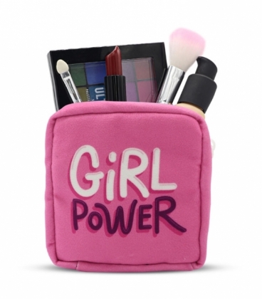 کیف نوار بهداشتی زیپ ‌دار Hippo هیپو ابعاد 13×13 طرح Girl Power صورتی