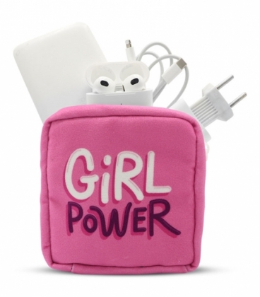 کیف نوار بهداشتی زیپ ‌دار Hippo هیپو ابعاد 13×13 طرح Girl Power صورتی