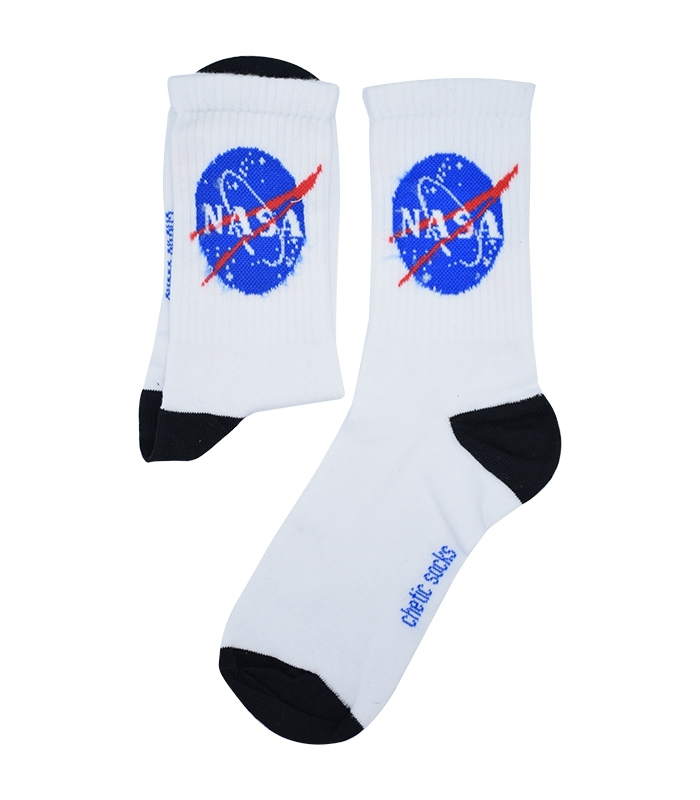 جوراب ساقدار Chetic چتیک طرح Nasa سفید مشکی
