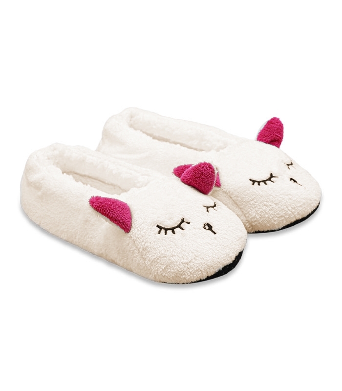 پاپوش پشمی گوشدار کف استپدار طرح خرگوش شیری