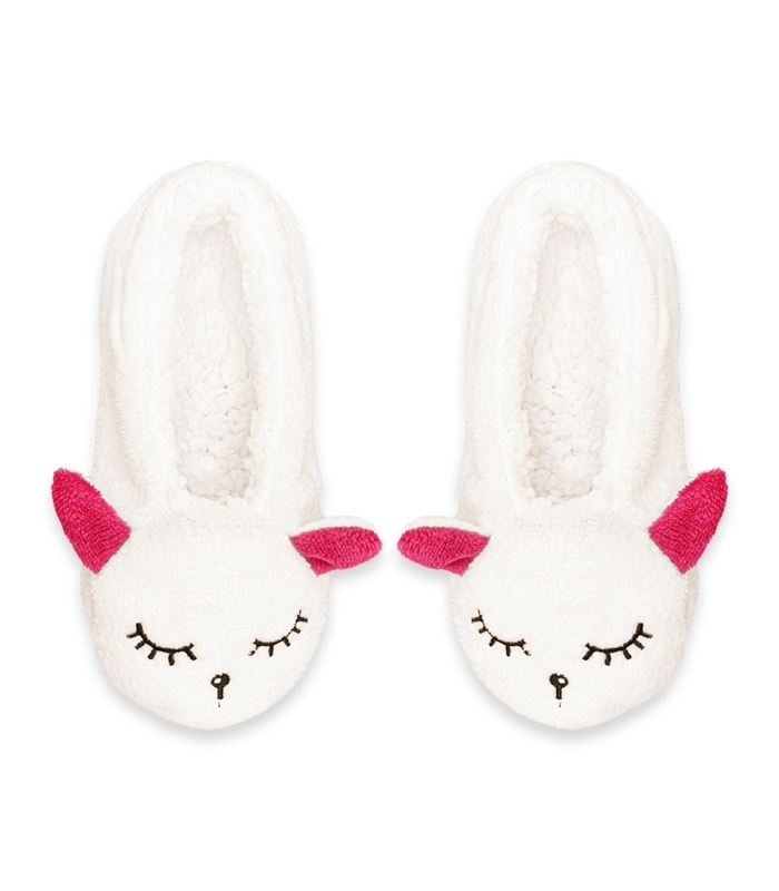 پاپوش پشمی گوشدار کف استپدار طرح خرگوش شیری