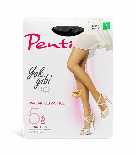 جوراب شلواری Penti پنتی مدل Yok Gibi بسیار نازک براق ضخامت 5 مشکی