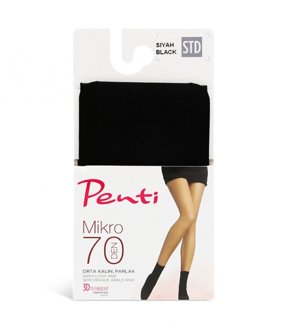 جوراب Penti پنتی نیم ساق مدل Mikro براق ضخامت 70 مشکی Black