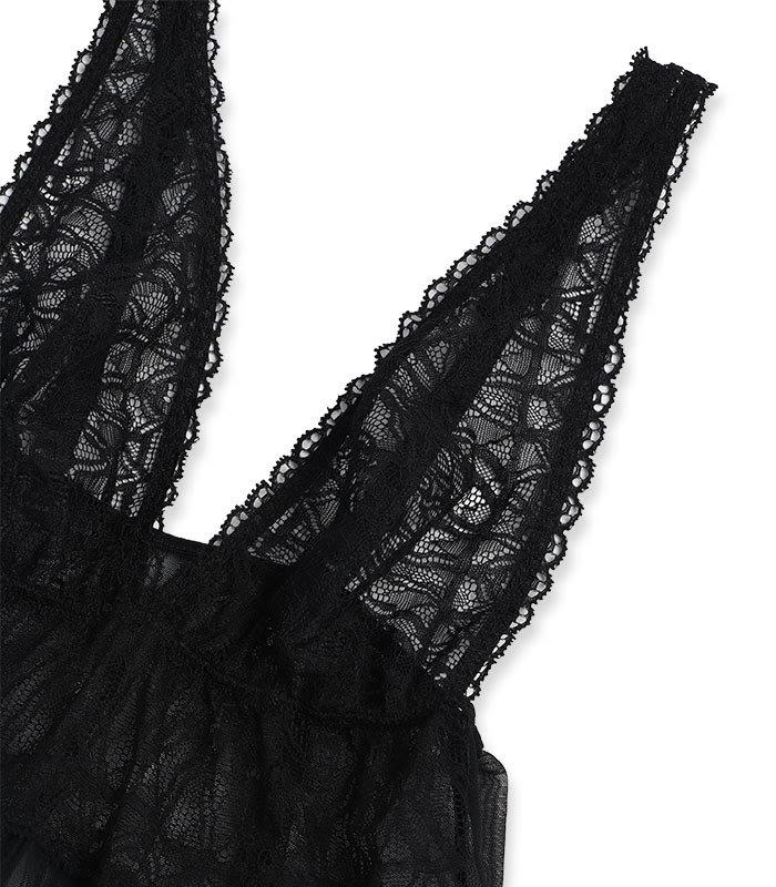 پیراهن حریر و دانتل Neev نیو کد 4902 مشکی Black