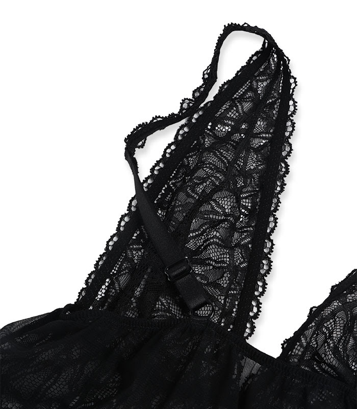 پیراهن حریر و دانتل Neev نیو کد 4902 مشکی Black