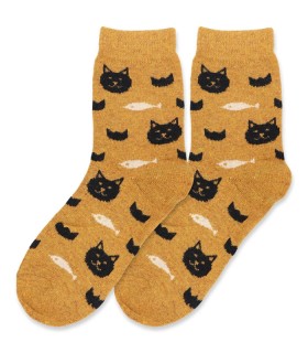 جوراب پشمی ساقدار Coco & Hana طرح گربه و ماهی