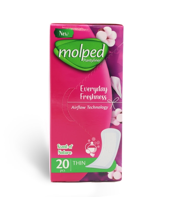 پد ‌بهداشتی روزانه  نازک کتانی معطر مولپد Molped کد 419 - بسته 20 عددی