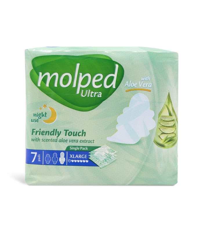 نوار بهداشتی بالدار خیلی نازک مشبک مولپد Molped مدل Ultra آلوئه ورا خیلی بزرگ کد 421 - بسته 7 عددی