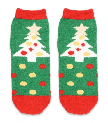 جوراب حوله‌ای نیم ساق Coco & Hana طرح درخت کریسمس سبز