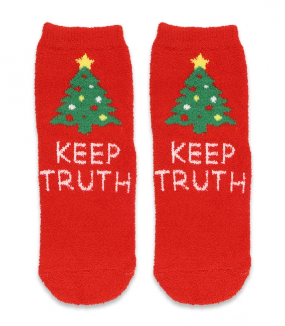 جوراب حوله‌ای نیم ساق Ho Ho هو هو طرح Keep Truth قرمز