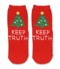 جوراب حوله‌ای نیم ساق Ho Ho هو هو طرح Keep Truth قرمز