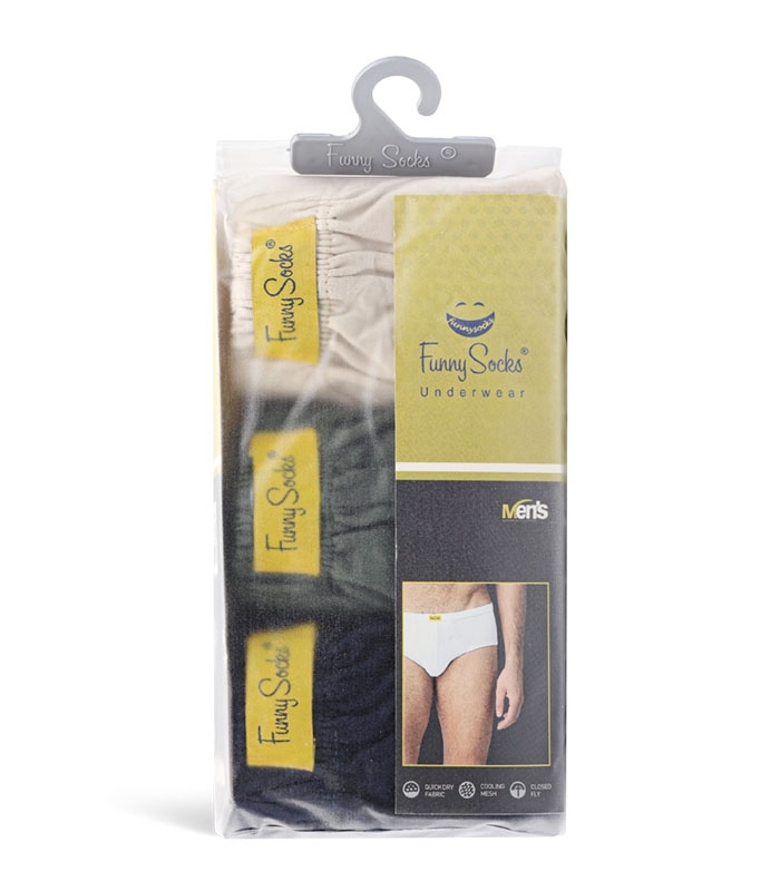 پک شورت مردانه اسلیپ نخی کمر لیفه‌ای فانی ساکس سرمه‌ای کرم سبز یشمی کد 1-35000D - بسته 3 عددی