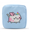 کیف نوار بهداشتی زیپ دار Hippo هیپو ابعاد 13×13 کد 101 طرح گربه تکشاخ آبی روشن