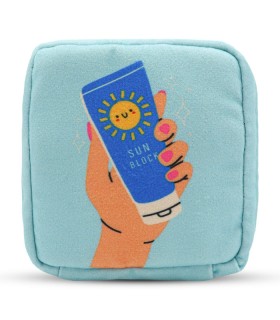 کیف نوار بهداشتی زیپ دار Hippo هیپو ابعاد 13×13 طرح Sun Block سبز آبی