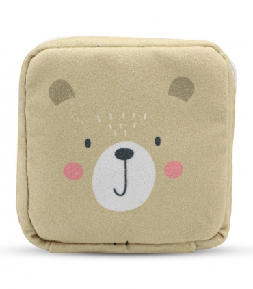 کیف نوار بهداشتی زیپ دار Hippo هیپو ابعاد 13×13 طرح خرس قهوه‌ای روشن
