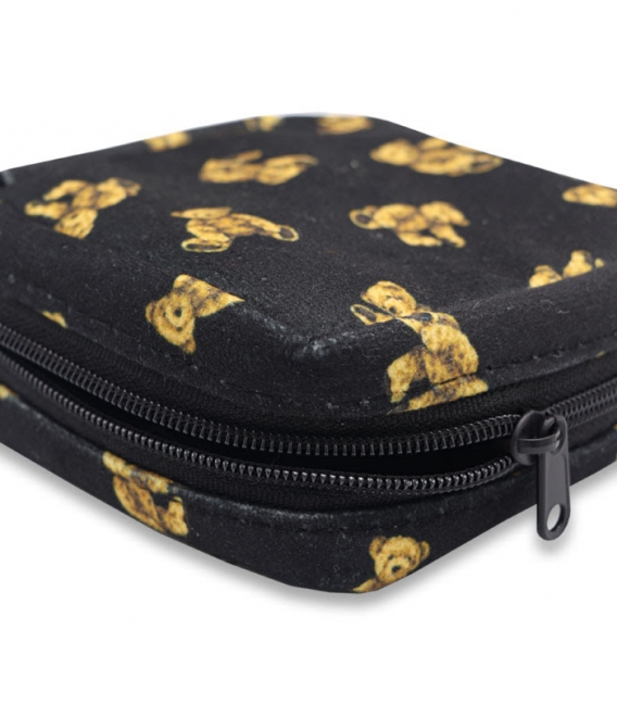 کیف نوار بهداشتی زیپ دار Hippo هیپو ابعاد 13×13 طرح تدی مشکی