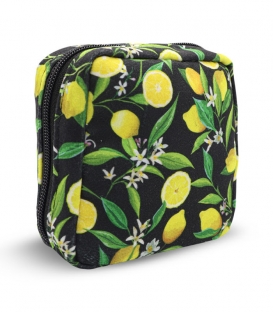 کیف نوار بهداشتی زیپ دار Hippo هیپو ابعاد 13×13 طرح لیمو مشکی